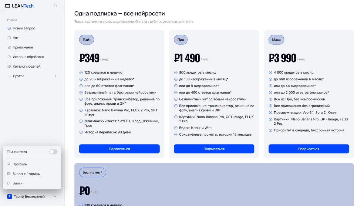 Оплата GLM AI картой РФ